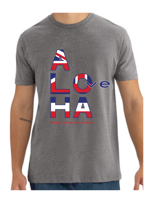 16 - Aloha Box with Tagline and Hawaiian Flag Tee